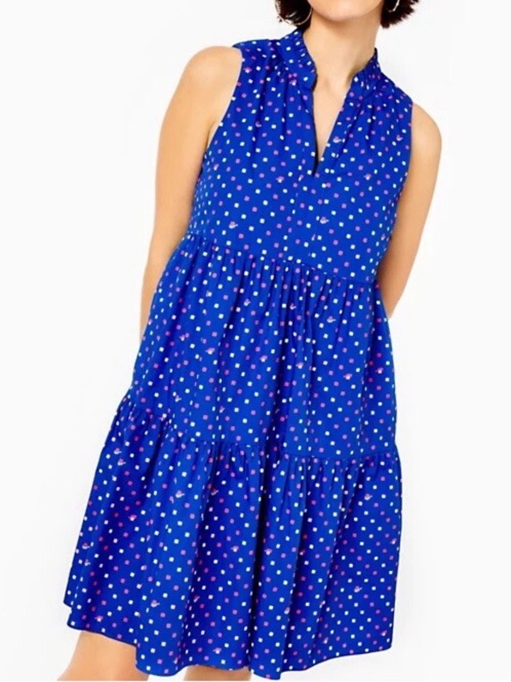 NWT Lilly Pulitzer Novella Dress Borealis Blue Lilly Squared Sz S